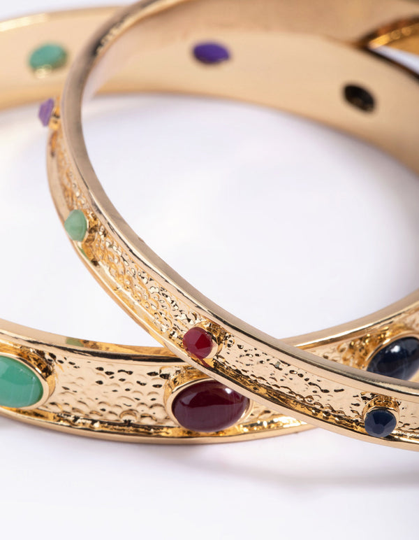 Colourful Stone Bangle Bracelet Set