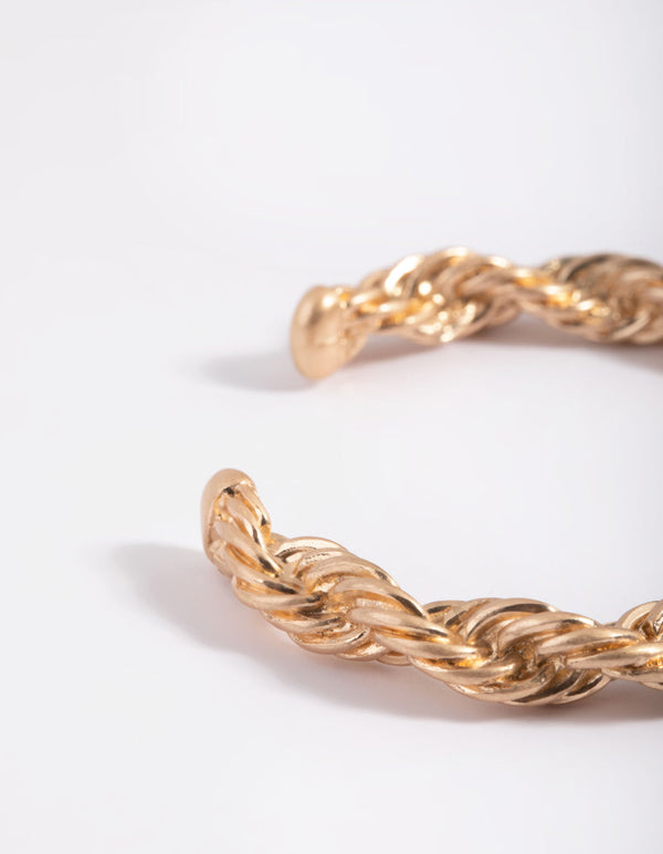 Worn Gold Rope Cuff Bangle Bracelet