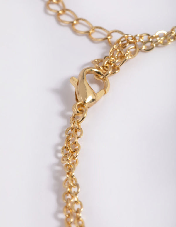 Gold Plated Freshwater Pearl Diamante Anklet