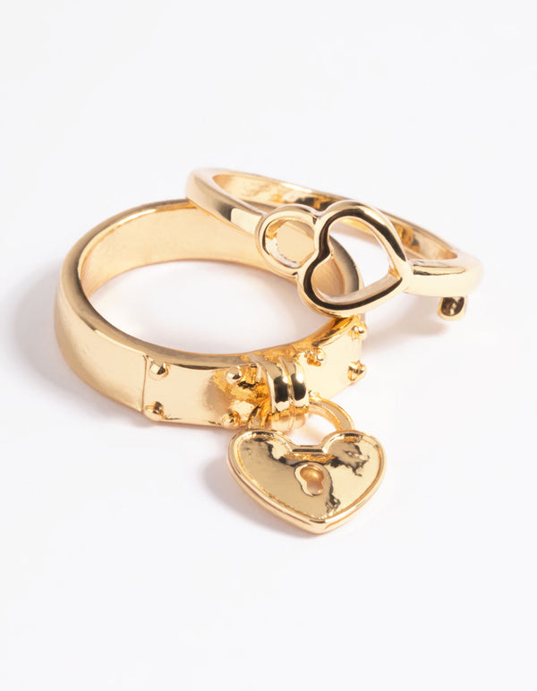 Gold Plated Lock and Key Ring