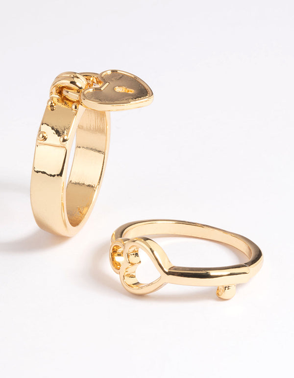 Gold Plated Lock and Key Ring