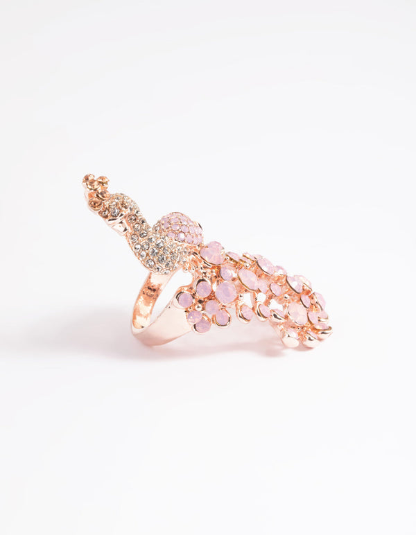 Rose Gold Peacock Statement Ring