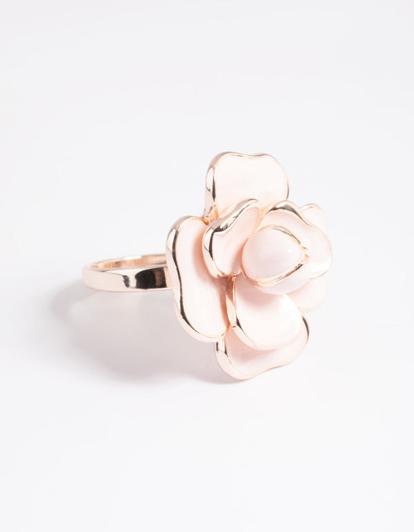 Rose Gold Blush Flower Ring