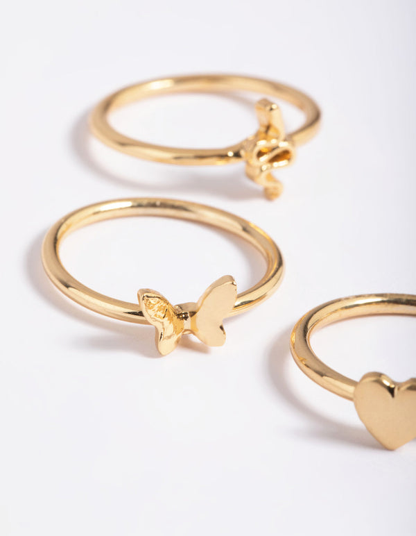 Gold Plated Snake Heart Butterfly Ring