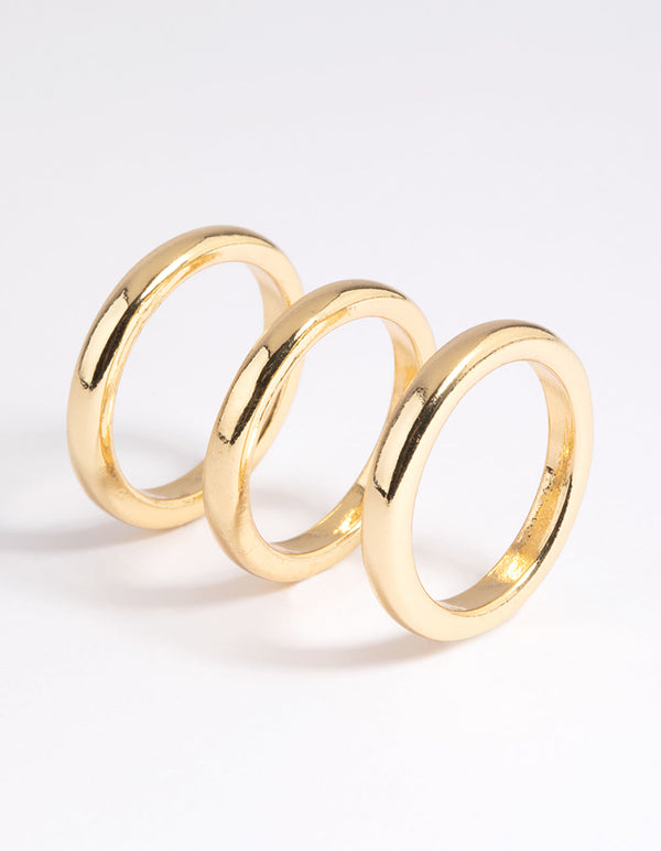 Gold Plated Triple Band Ring