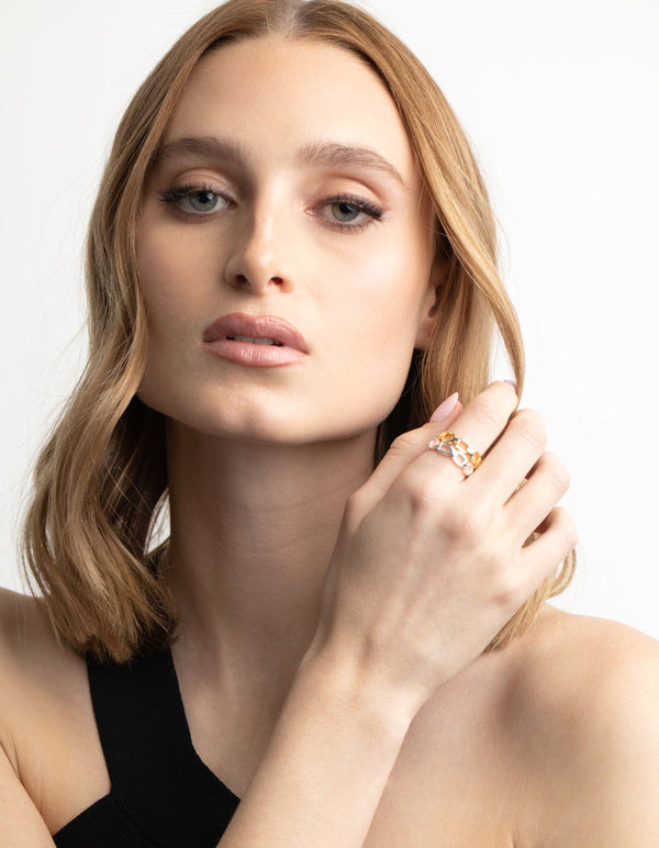 Gold Plated Double Chain Ring