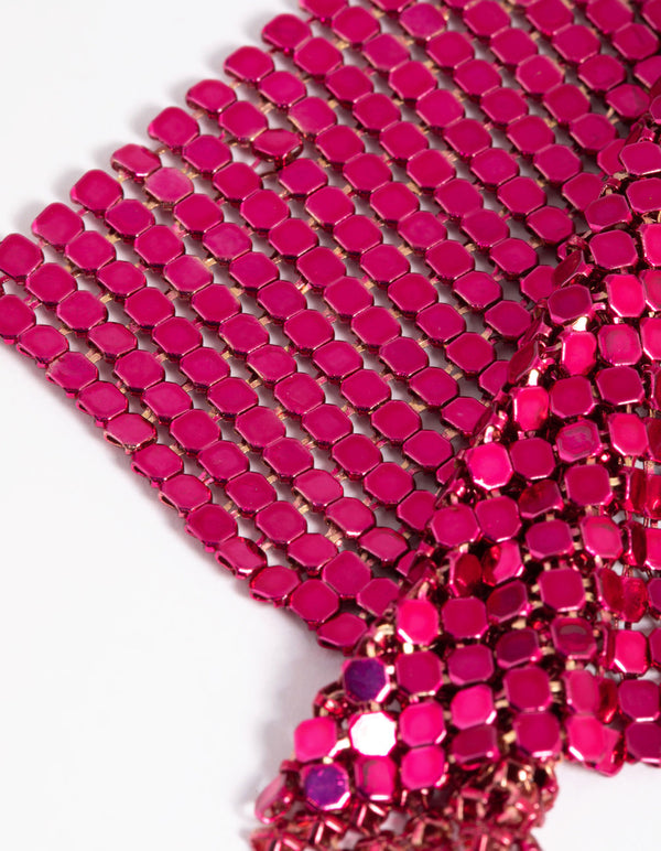 Fuchsia Chainmail Drop Earrings