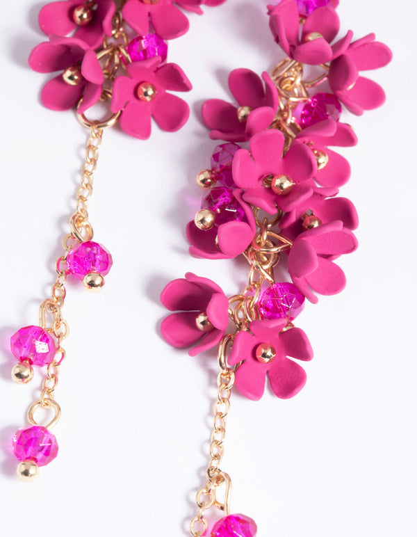 Fuchsia Flower Cluster Drop Earrings