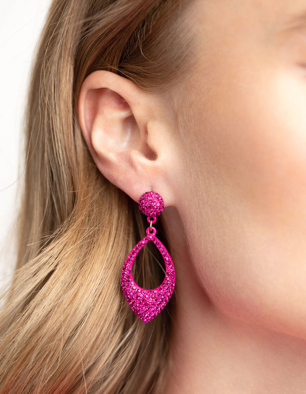Fuchsia Diamante Drop Earrings