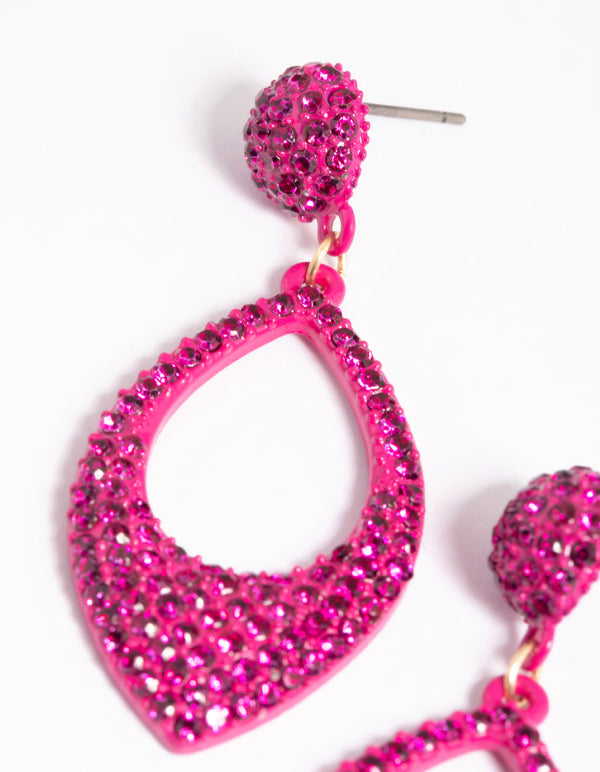 Fuchsia Diamante Drop Earrings