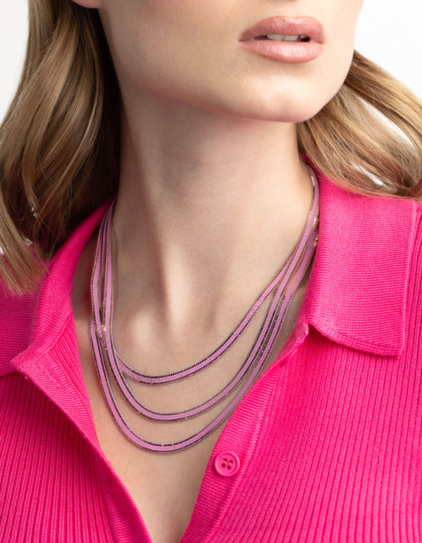 Matte Pink Layered Snake Chain Necklace