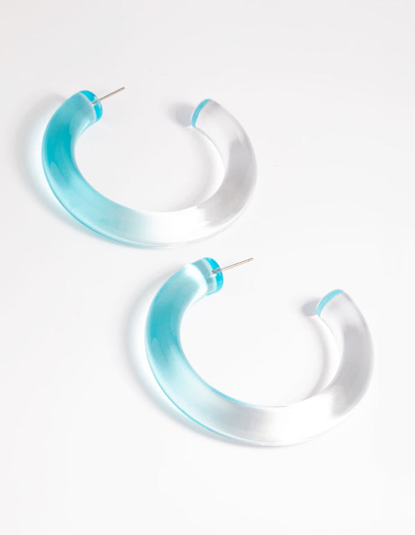 Blue Tube 62mm Hoop Earrings