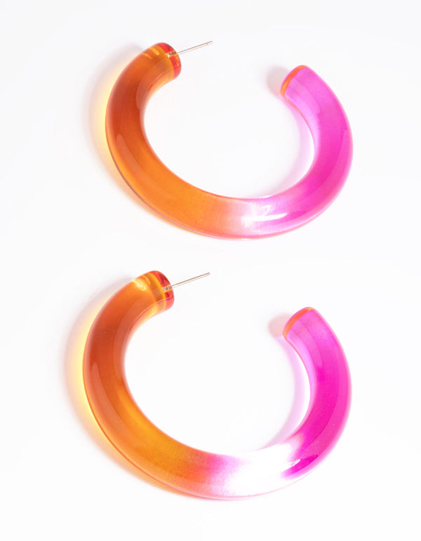 Pink Tube 62mm Hoop Earrings