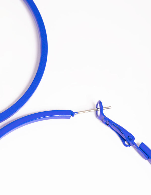 Matte Blue 60mm Hoop Earrings