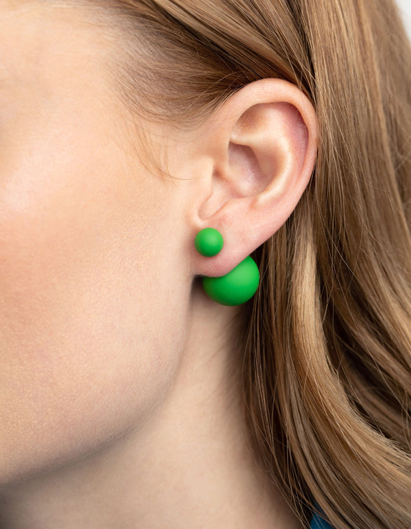Matte Green Sandwhich Stud Earrings