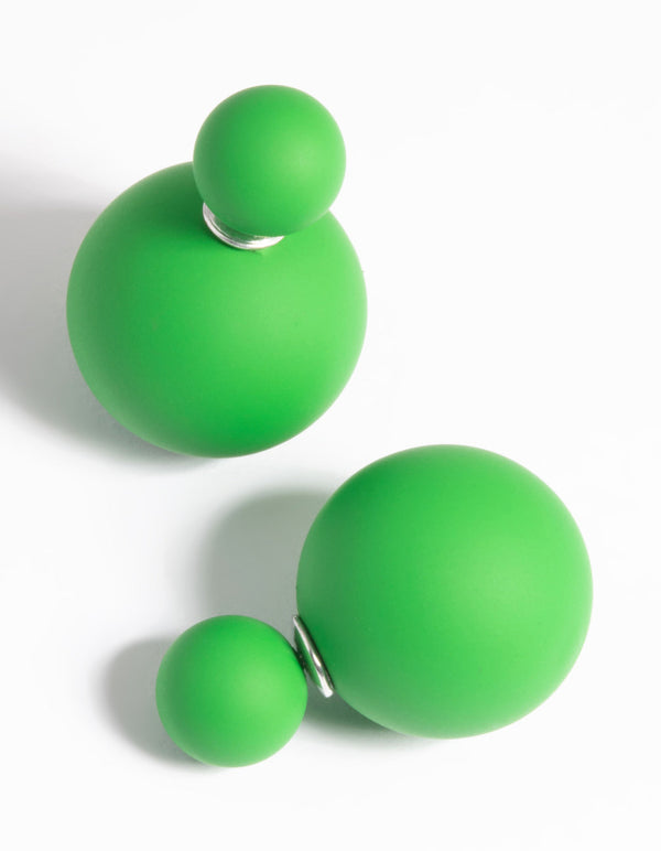 Matte Green Sandwhich Stud Earrings