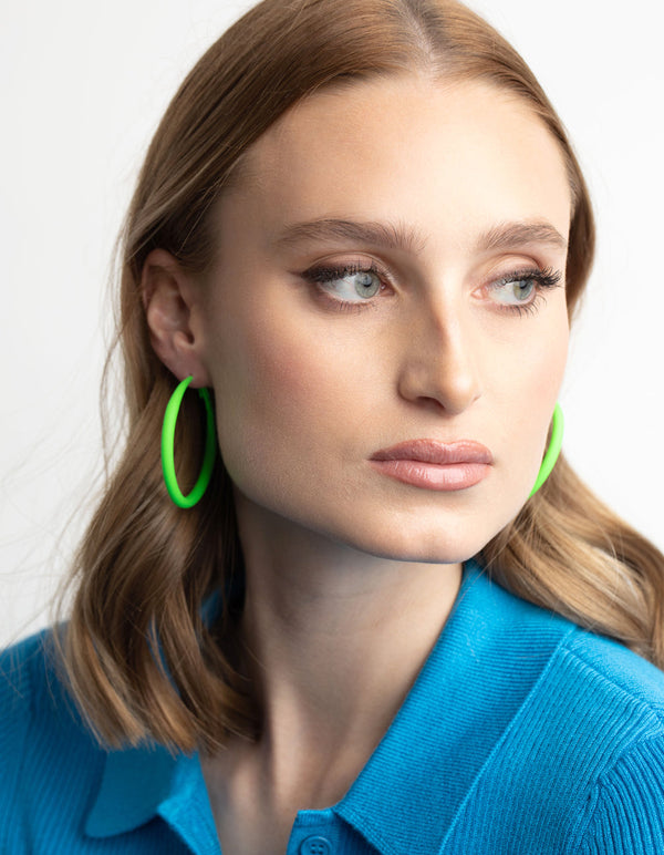 Matte Lime 50mm Hoop Earrings