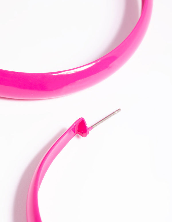 Glossy Pink 60mm Hoop Earrings