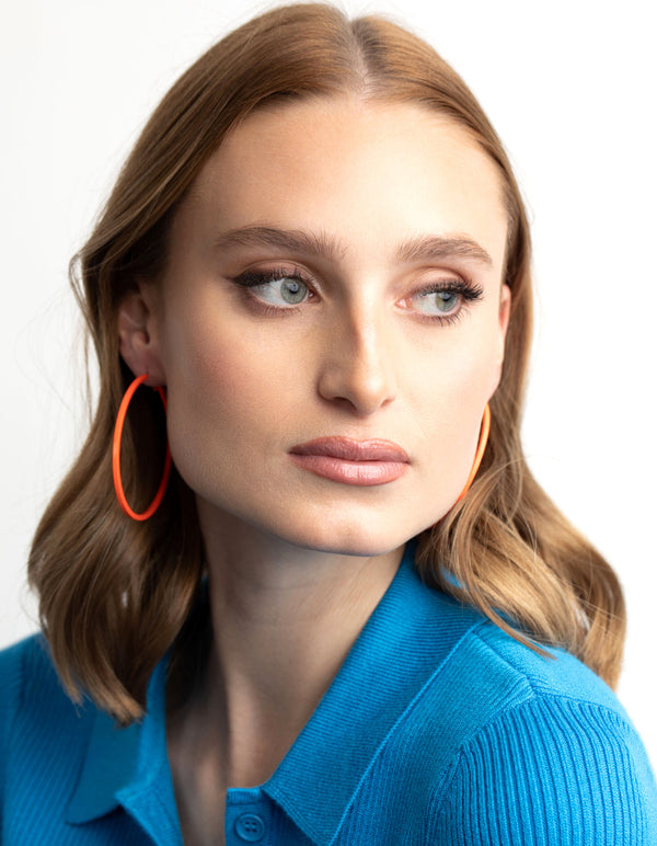 Matte Orange 60mm Hoop Earrings
