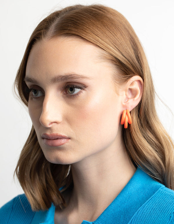 Orange Triple Loop Hoop Earrings