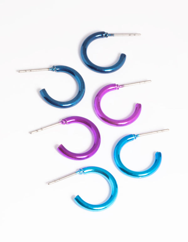 Metallic Blue Ombre Hoop Earring Pack