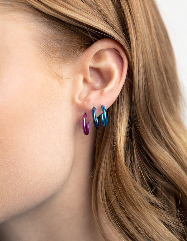 Metallic Blue Ombre Hoop Earring Pack