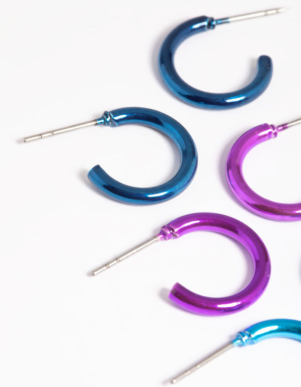 Metallic Blue Ombre Hoop Earring Pack
