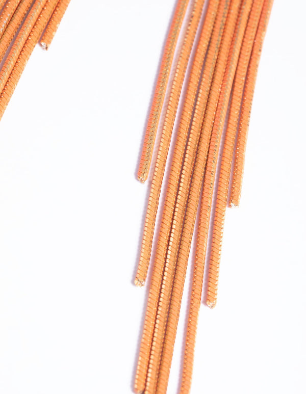 Orange Waterfall Chain Drop Earrings