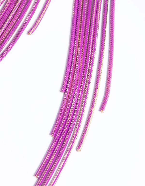 Purple Waterfall Chain Drop Earrings