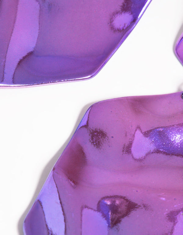 Matte Purple Molten Drop Earrings