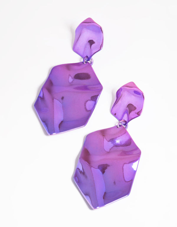Matte Purple Molten Drop Earrings