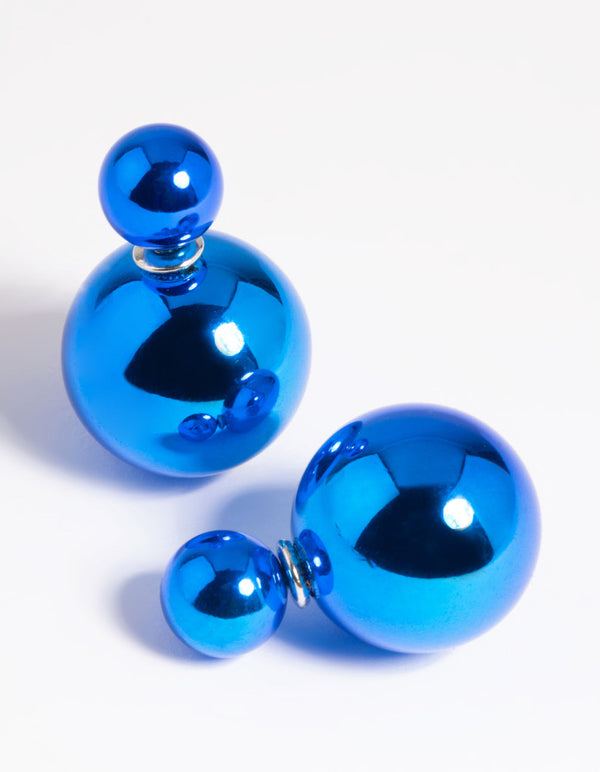 Metallic Blue Sandwhich Stud Earrings