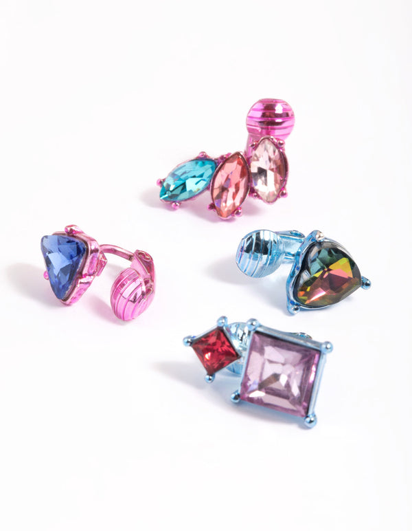 Rainbow Diamante Earring Stack Pack