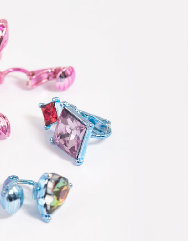 Rainbow Diamante Earring Stack Pack