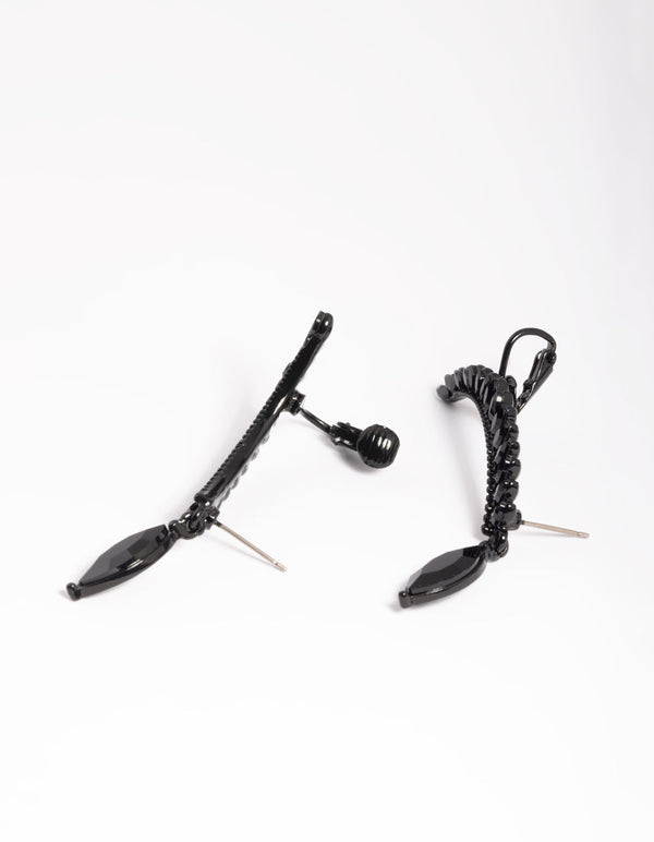 Matte Black Marquise Cuff Earrings