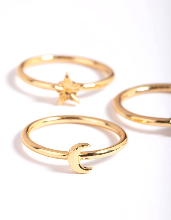 Gold Plated Star Planet Peace Ring