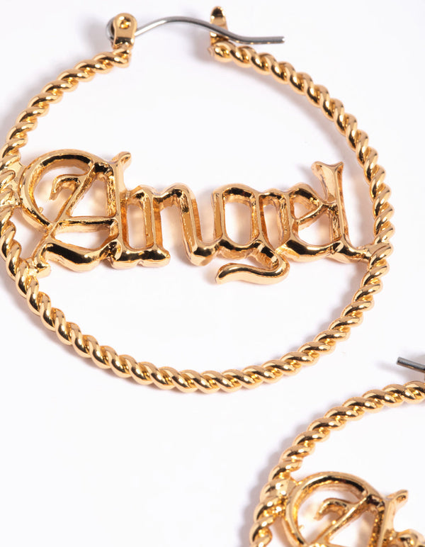 Gold Angel Hoop Earrings