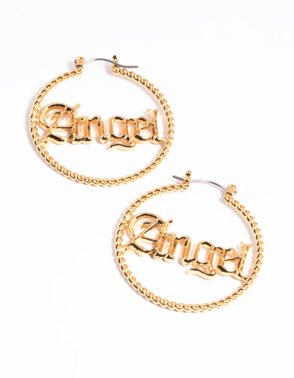 Gold Angel Hoop Earrings