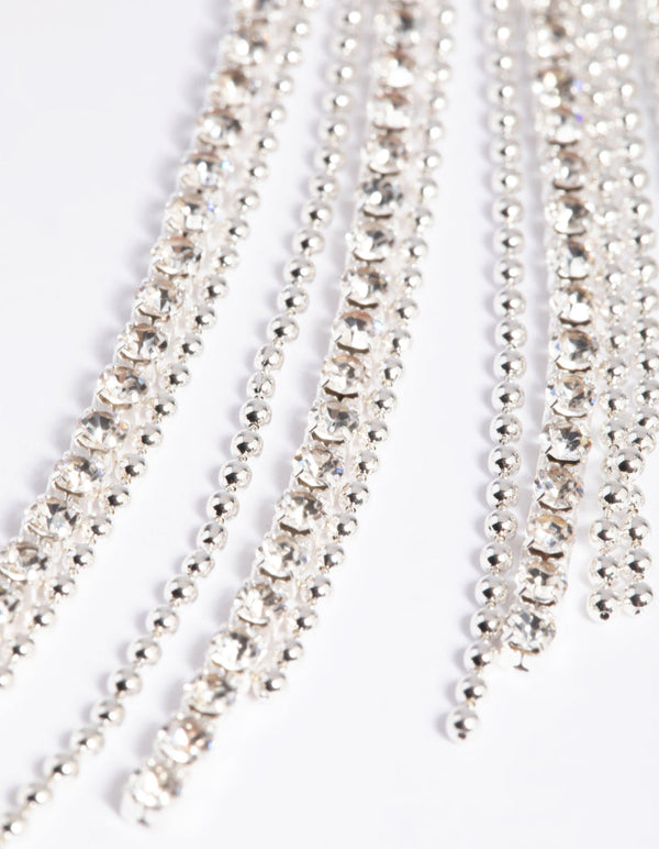 Silver Diamante Chain Drop Earrings