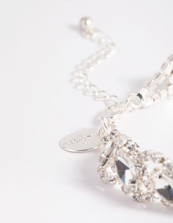 Silver Diamante Marquise Bracelet