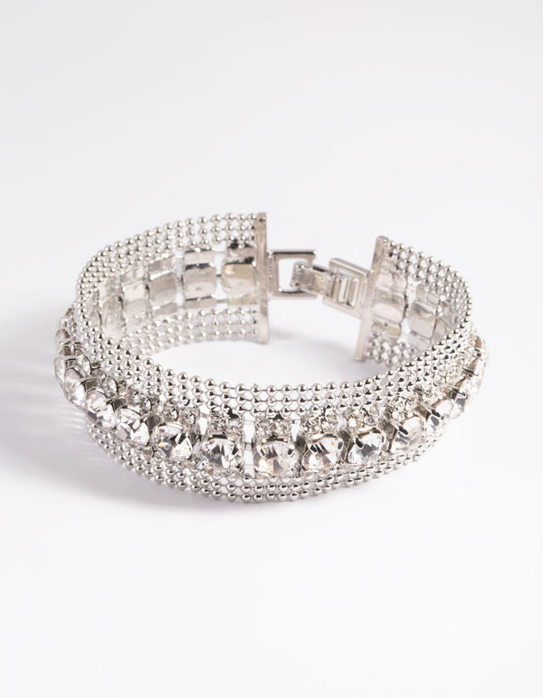 Rhodium Diamante Chain Bracelet