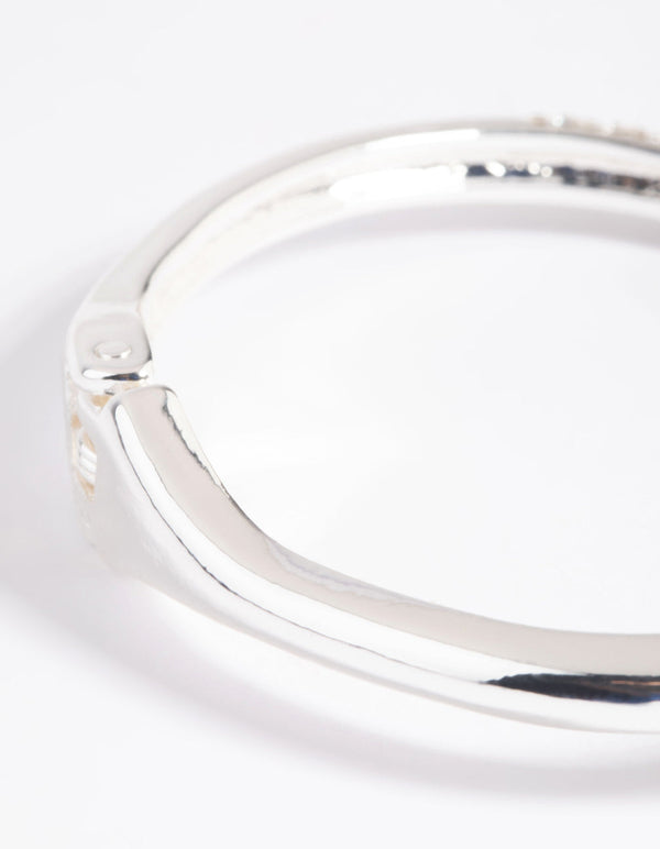 Silver Diamante Snake Hinge Bracelet