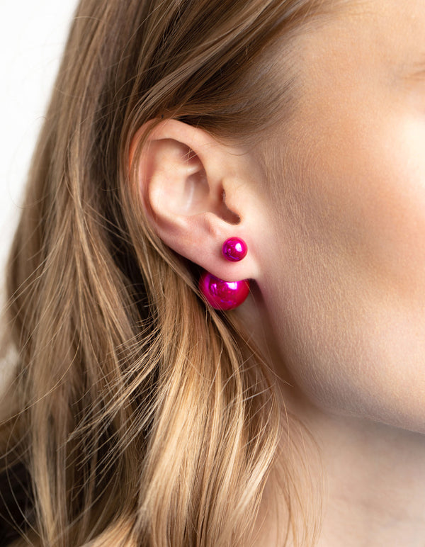 Metallic Pink Sandwhich Stud Earrings