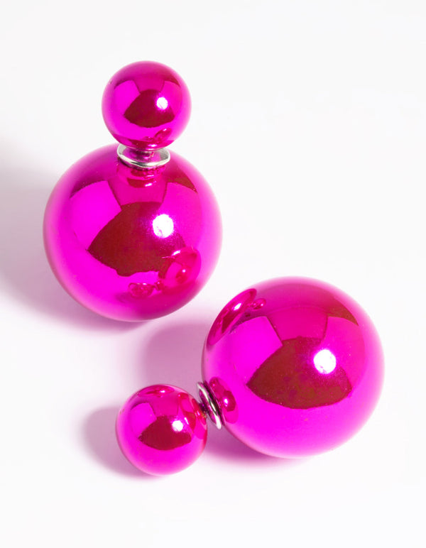 Metallic Pink Sandwhich Stud Earrings