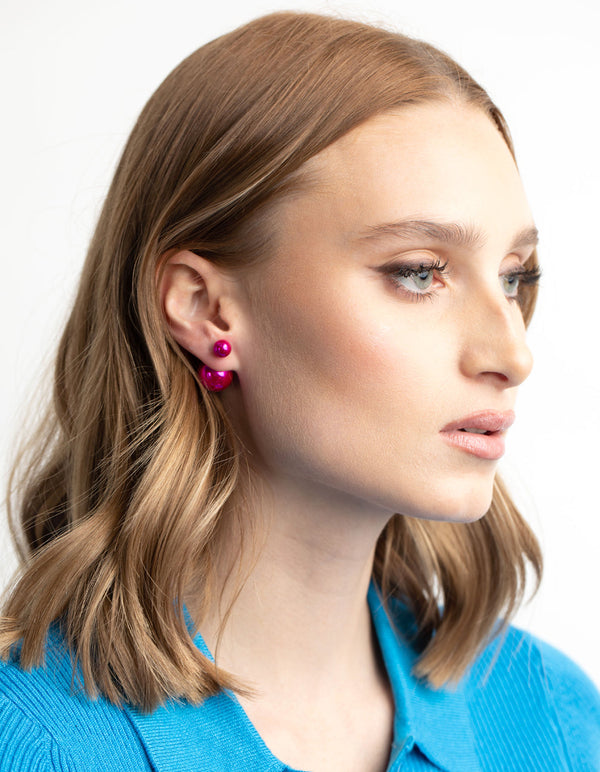 Metallic Pink Sandwhich Stud Earrings