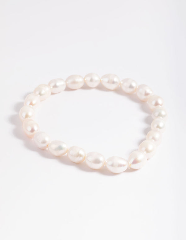 Gold Plated Freshwater Pearl Stretch Bracelet