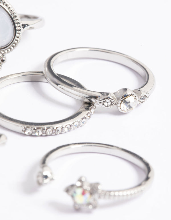 Rhodium Celestial Eye Ring 3-Pack
