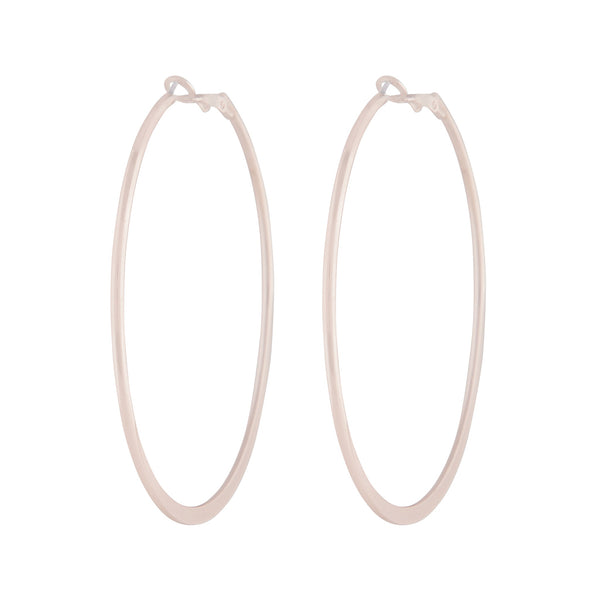 Rose Gold Flat Edged Hoop Earrings