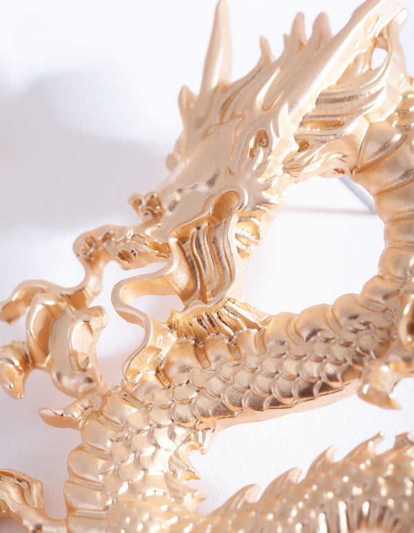 Gold Fire Breathing Dragon Earrings