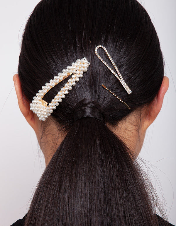 Mix & Match Pearl and Diamante Clip 4 Pack